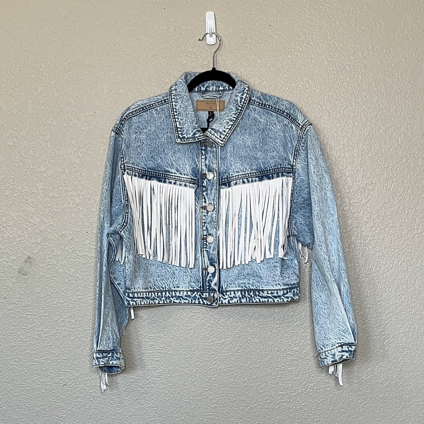 BlankNYC Denim Fringe Jacket sz Medium