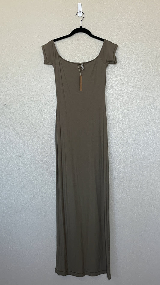 Skims Green Maxi off Shoulder Lounge Dress Sz Large